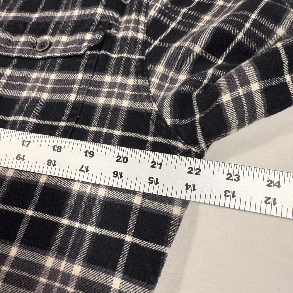 Jachs NY Mens Black White Plaid Thick Cotton Flannel Shirt Long Sleeve Button Up - Picture 15 of 16